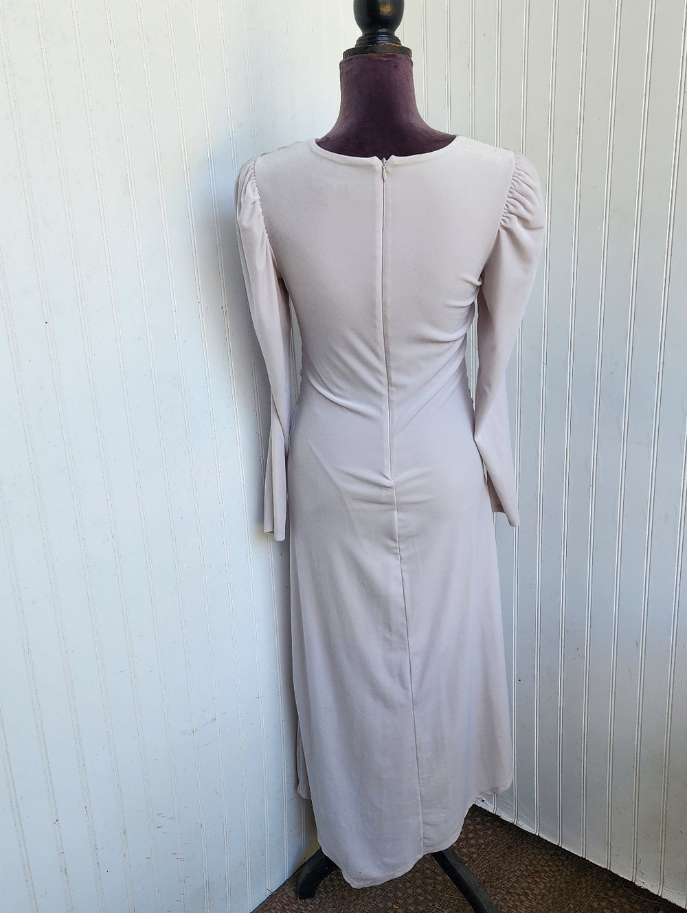 EXPRESS Womens Velvet Ruched Side Asymmetrical Midi Dress S Grey $98 - Picture 16 of 16